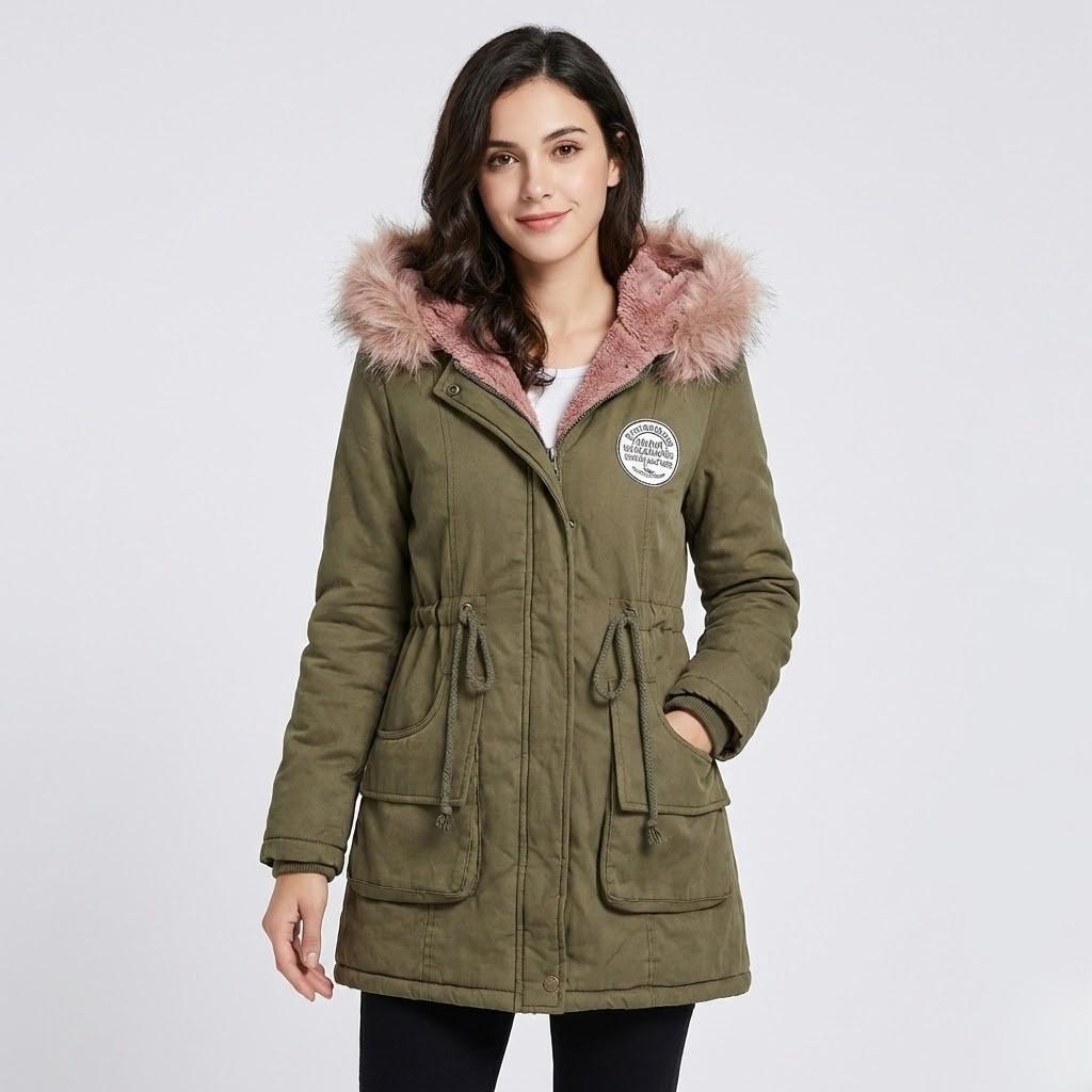 Parka feminina forrada com capuz | Corte ajustável | Conforto urbano de inverno