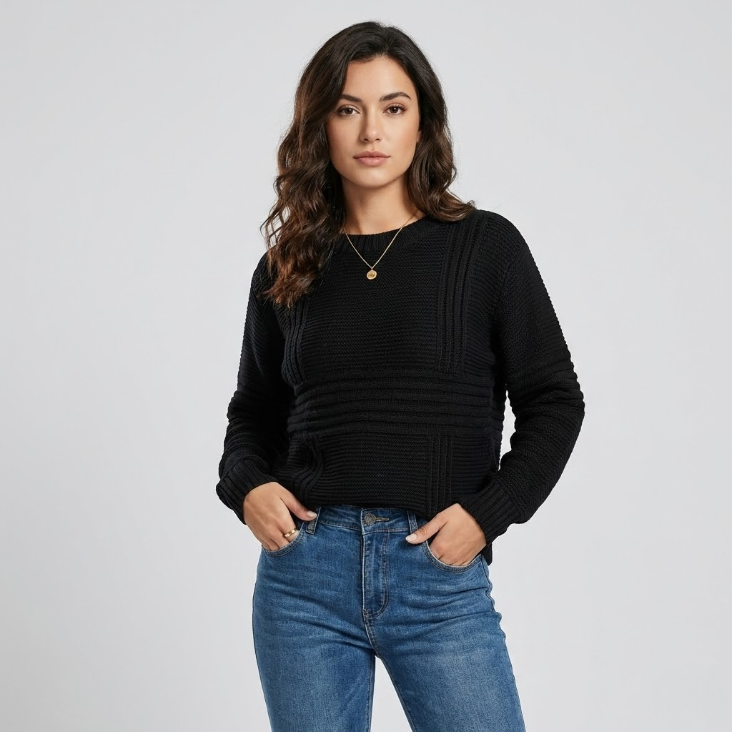 Camisola em malha texturada | Corte descontraído | Essencial urbano