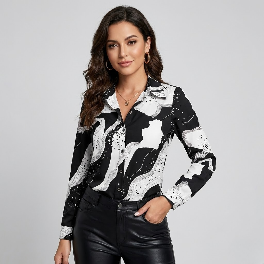 Camisa estampada em mistura de viscose | Corte fluido | Estilo urbano sofisticado