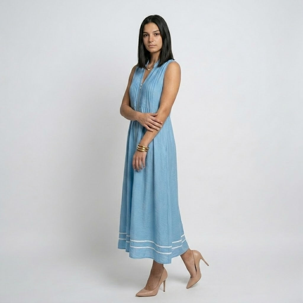 Vestido Fluido Sem Mangas com Decote Suave e Movimento Natural