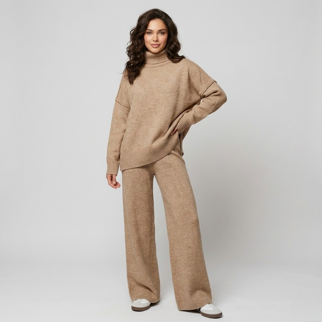 Conjunto em malha suave | Corte amplo | Elegância descontraída