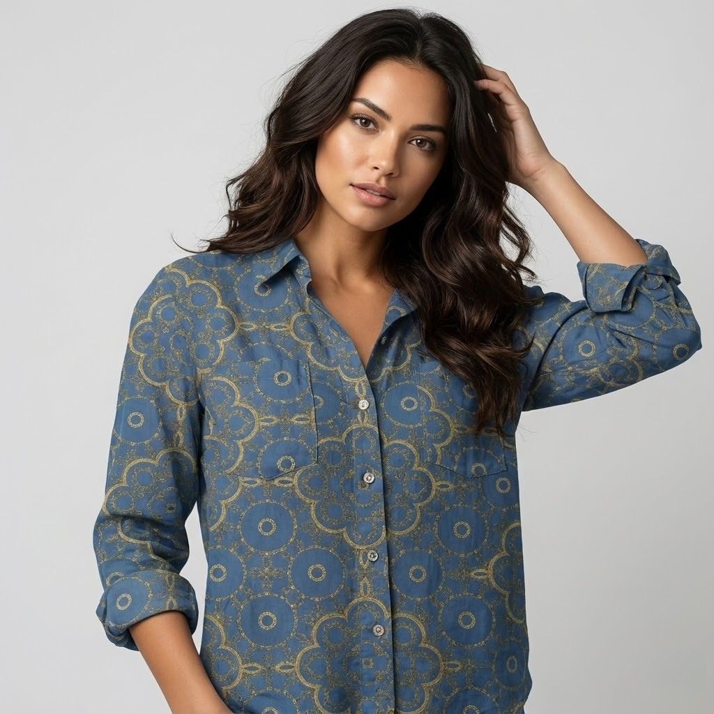 Blusa elegante estampada em tecido suave | Corte regular | Estilo sofisticado diário