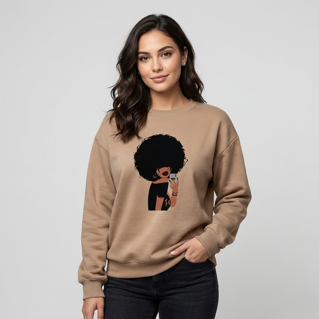 Camisola tipo sweatshirt em algodão suave | Corte descontraído | Estampa ilustrada frontal