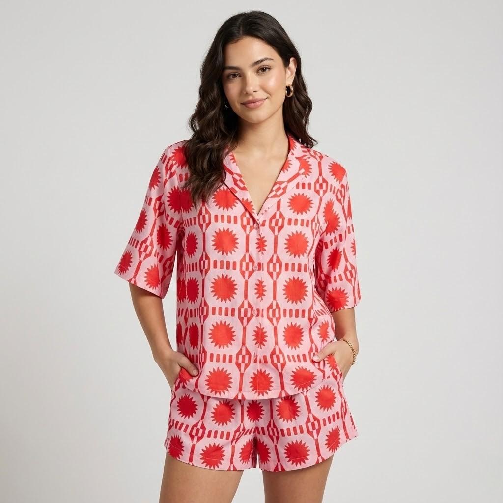 Conjunto de verão com padrão floral | Corte fluido | Estilo descontraído
