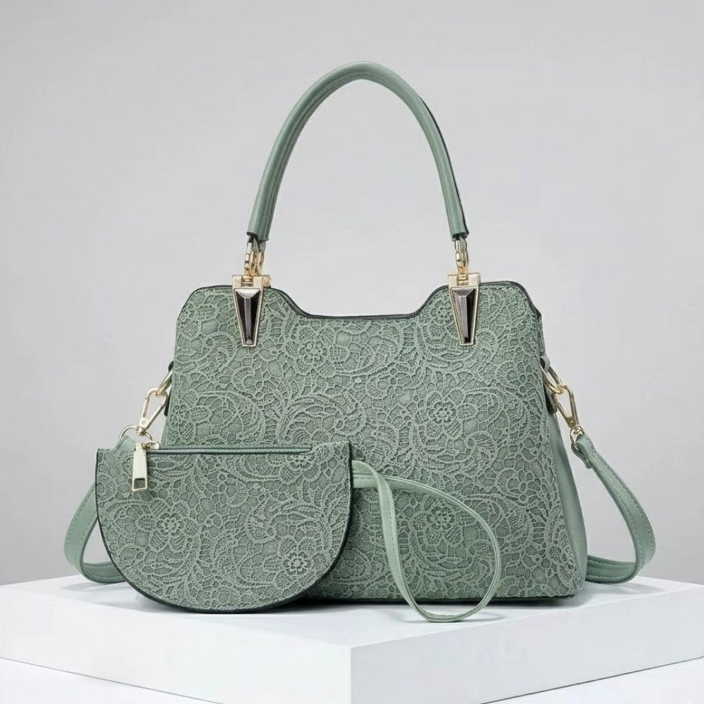Mala de Mão Estruturada com Textura Elegante e Bolsa Coordenada