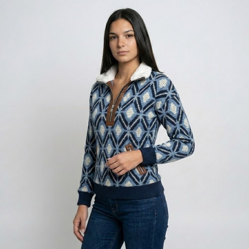Camisola com Fecho Parcial e Gola Alta para Conforto Térmico Diário