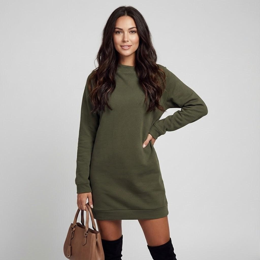 Vestido curto confortável de inspiração casual | Corte direito | Essencial versátil do dia-a-dia