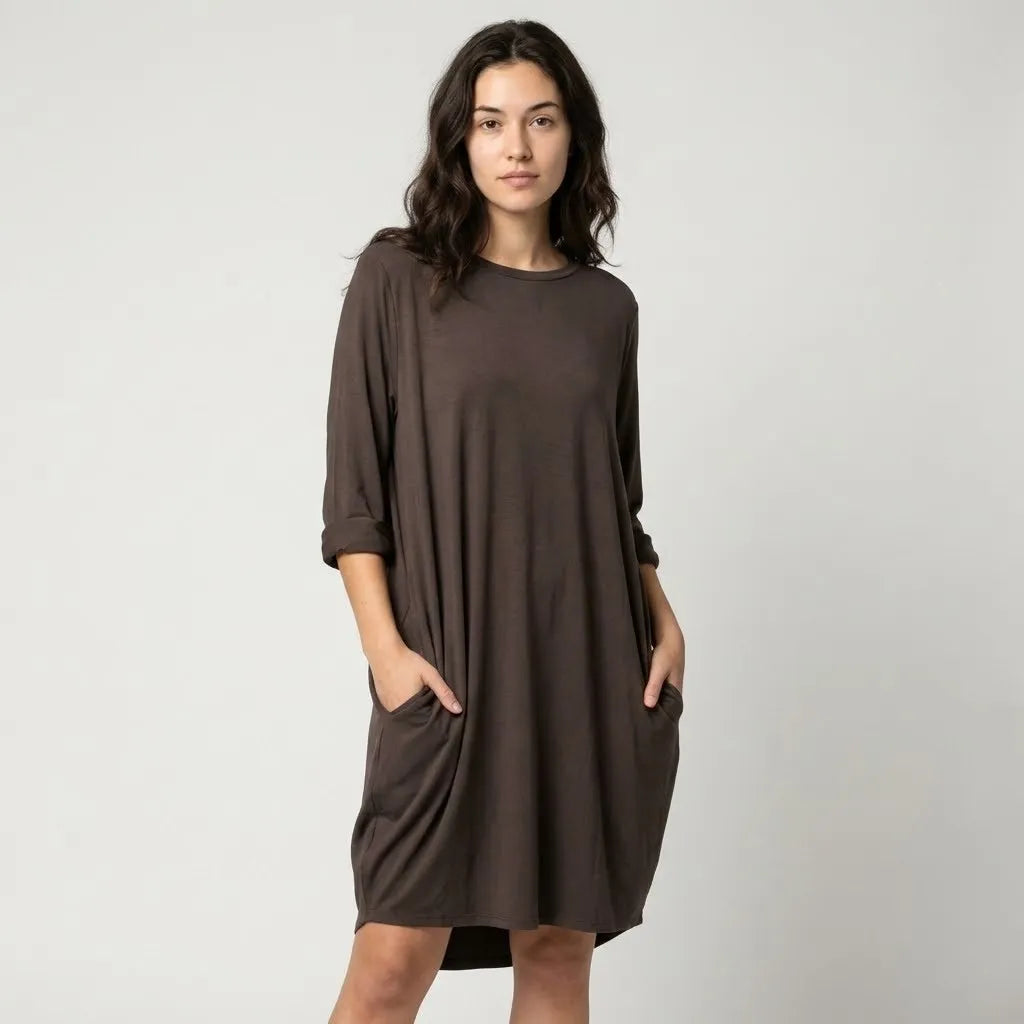 Vestido Midi Oversized | Corte Balão | Mistura de Algodão