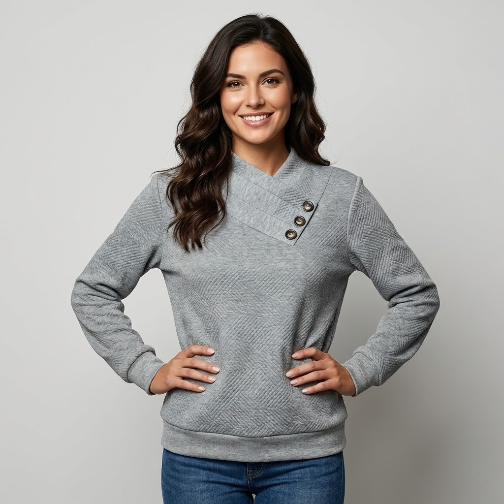 Camisola de malha com decote cruzado | Corte confortável | Detalhe elegante