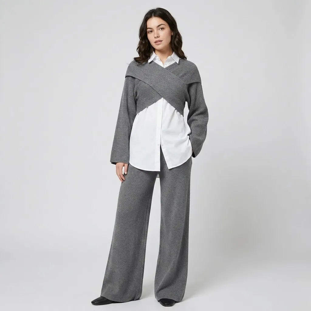 Conjunto Feminino com Saia Midi e Camadas Modernas para Conforto Urbano