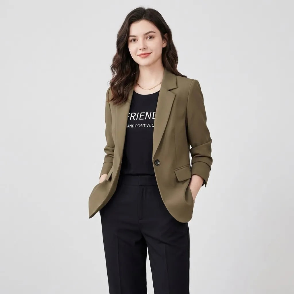 Blazer estruturado em mistura de viscose | Corte direito | Estilo urbano elegante