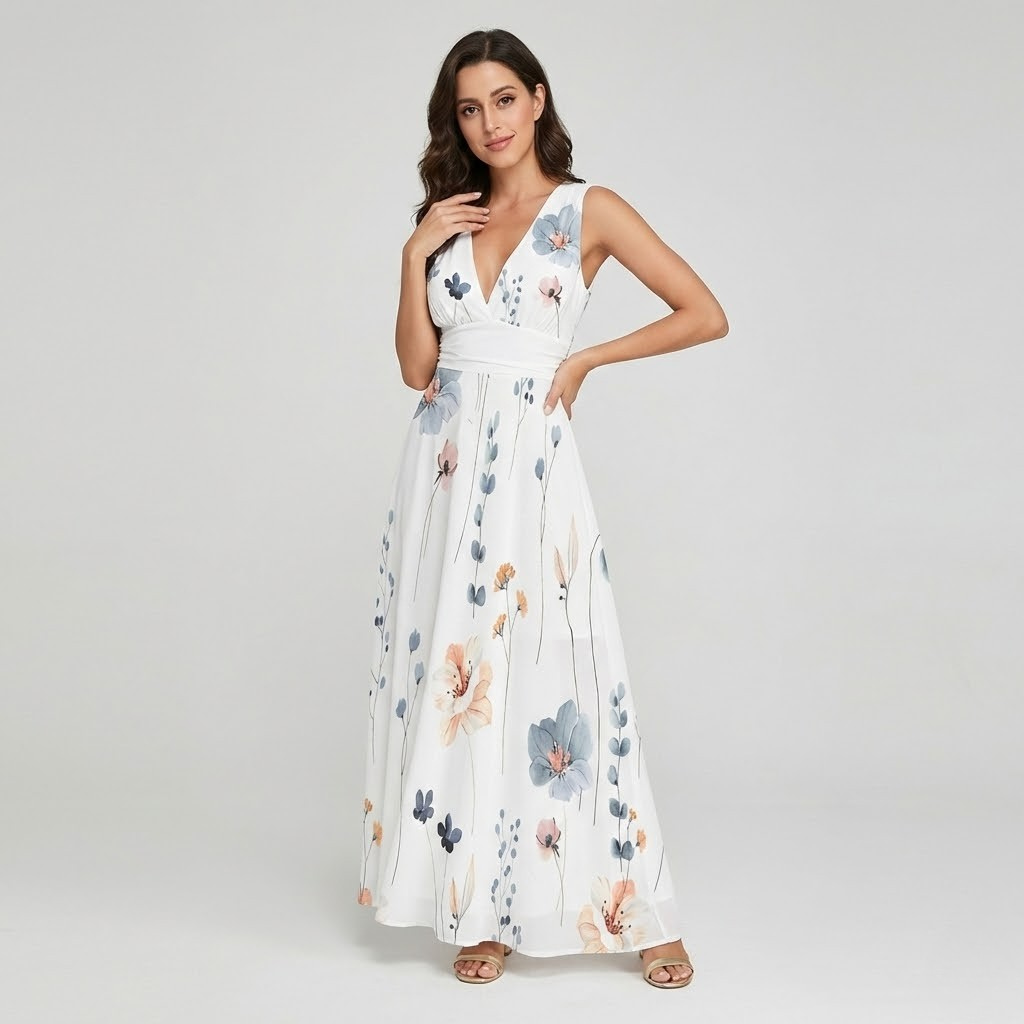 Vestido fluido em algodão leve | Corte acinturado | Elegância feminina com movimento