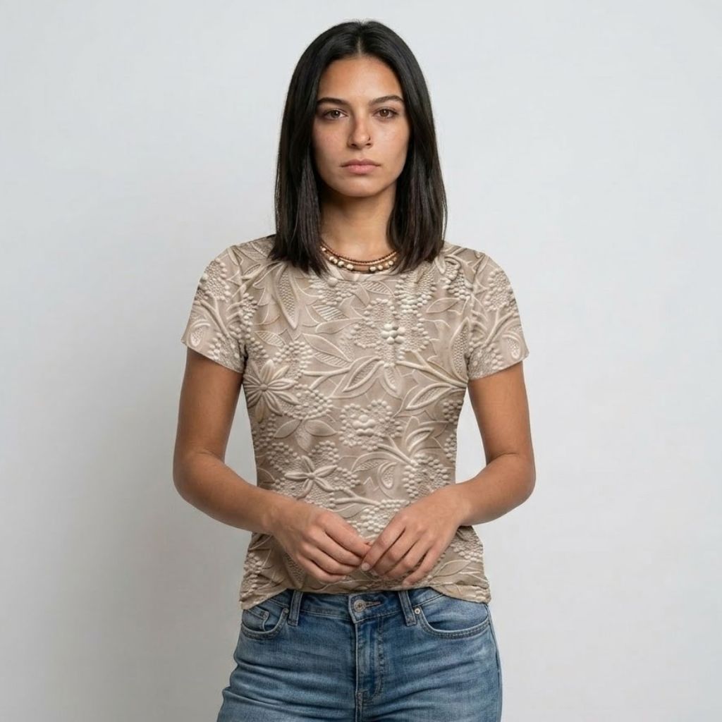 Blusa Texturada com Relevo Floral para Elegância Diária
