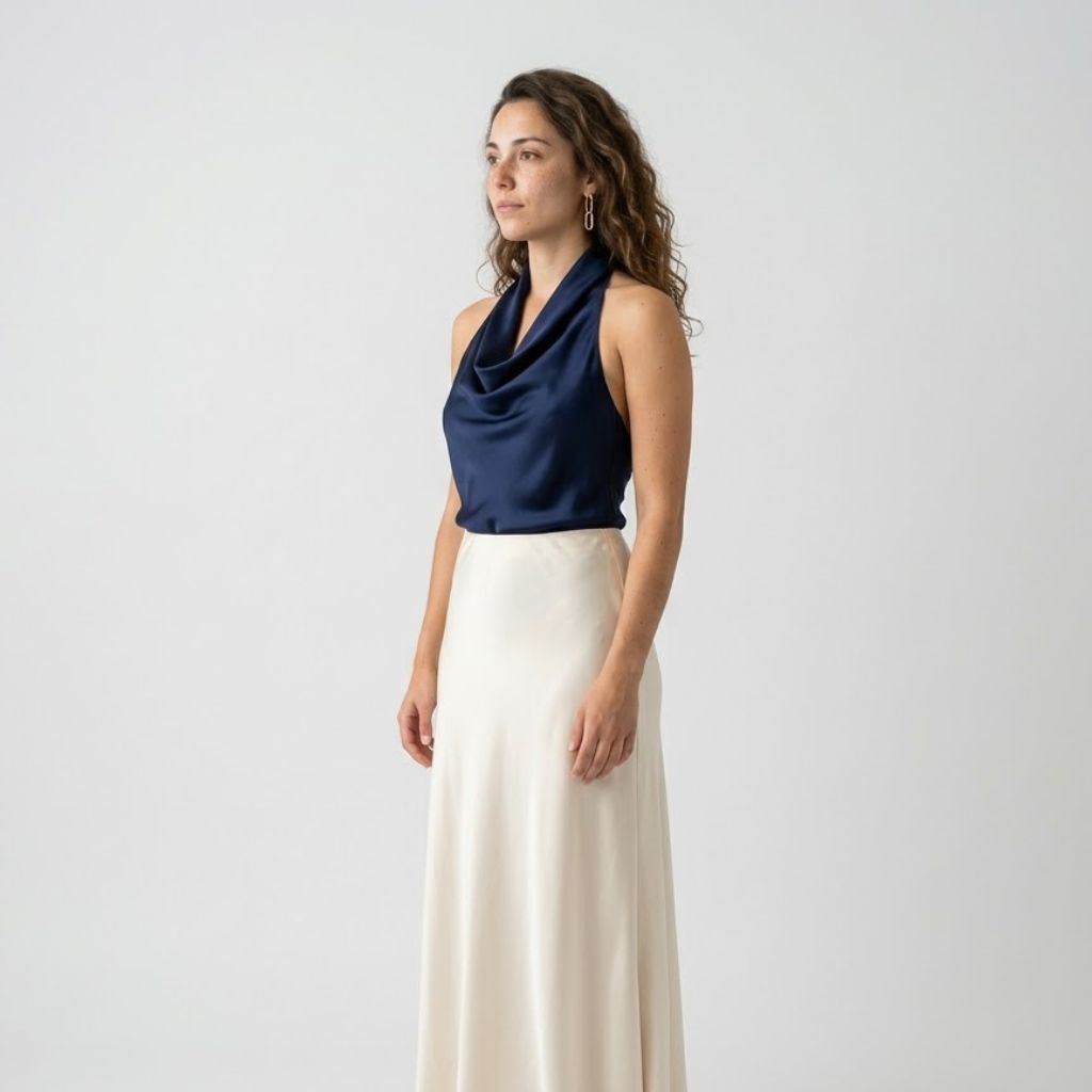Top Fluido com Decote Drapeado e Corte Elegante Sem Mangas