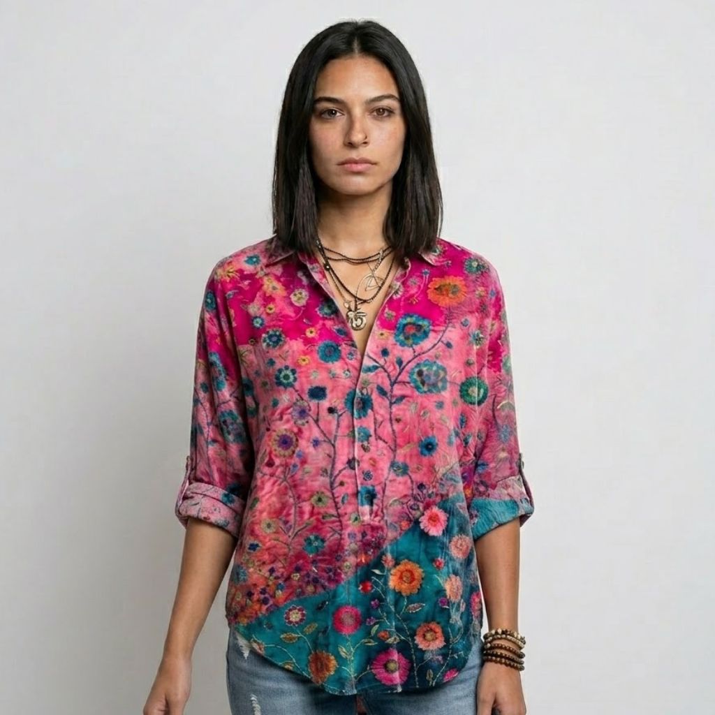Blusa Camiseira Floral com Corte Solto para Presença Descontraída