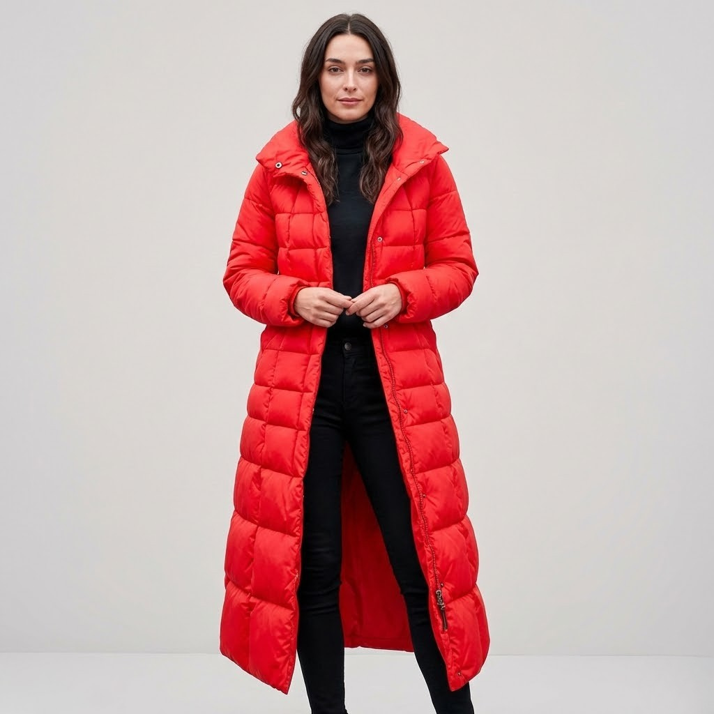 Casaco acolchoado longo com cinto | Corte cintado | Inverno elegante