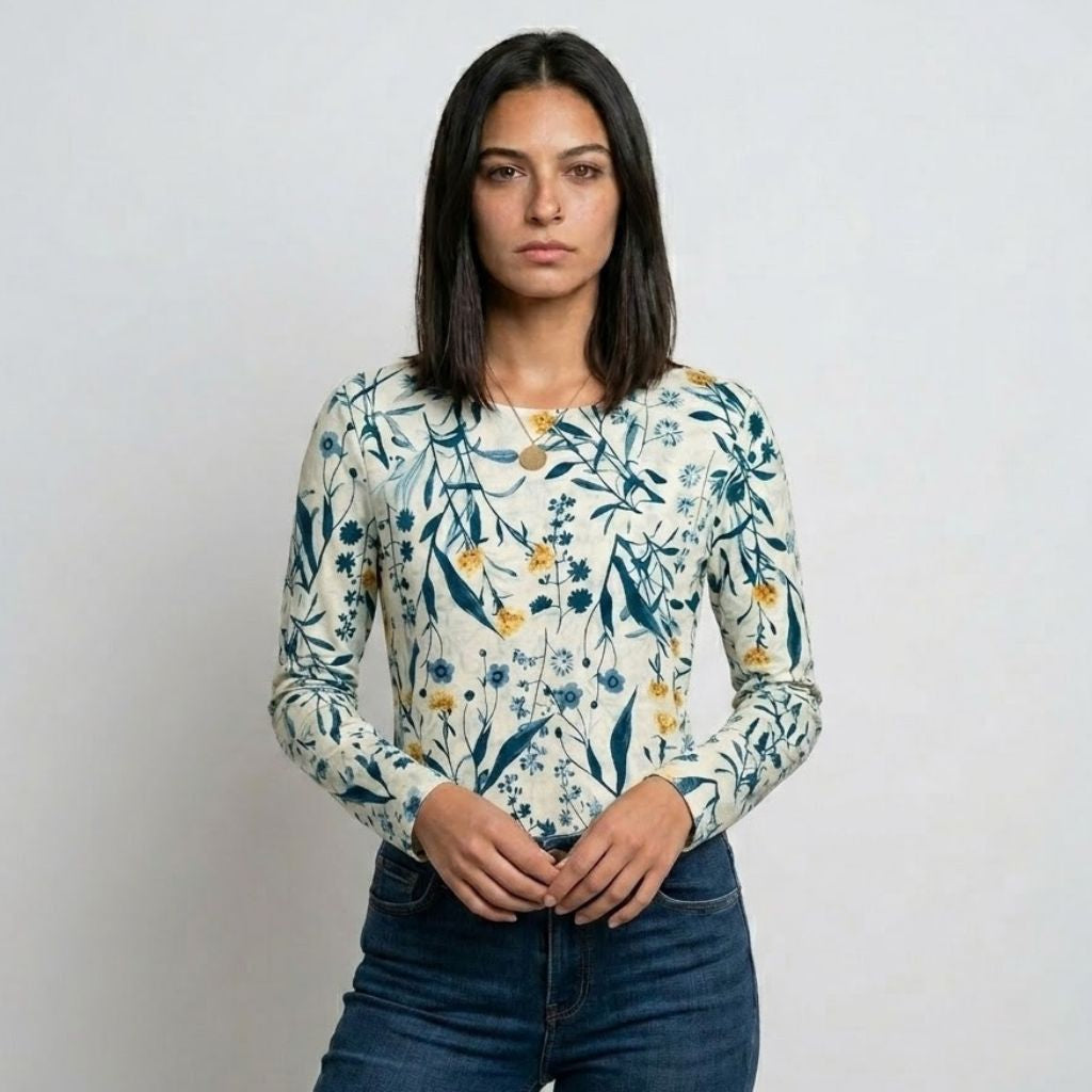 Blusa Floral com Botões Frontais para Conforto Diário