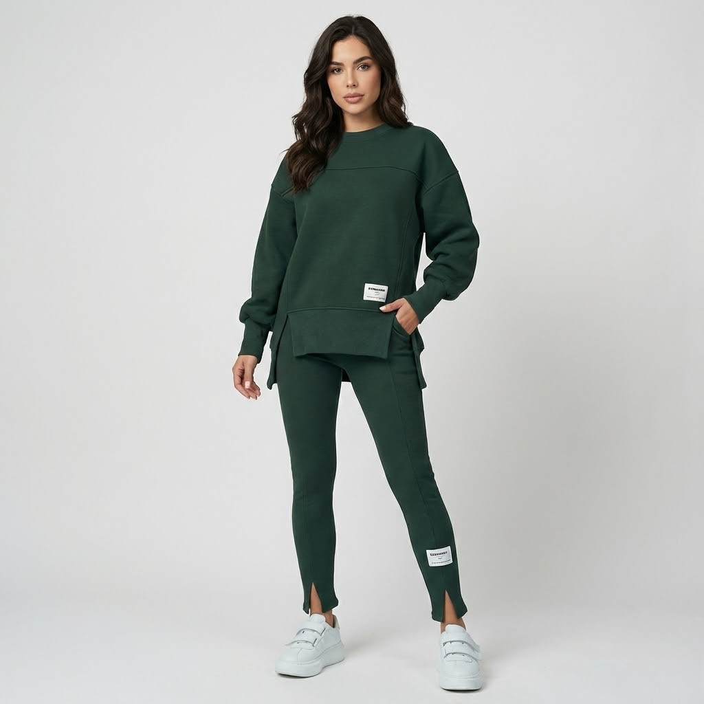 Conjunto casual em malha estruturada | Corte confortável | Estilo urbano