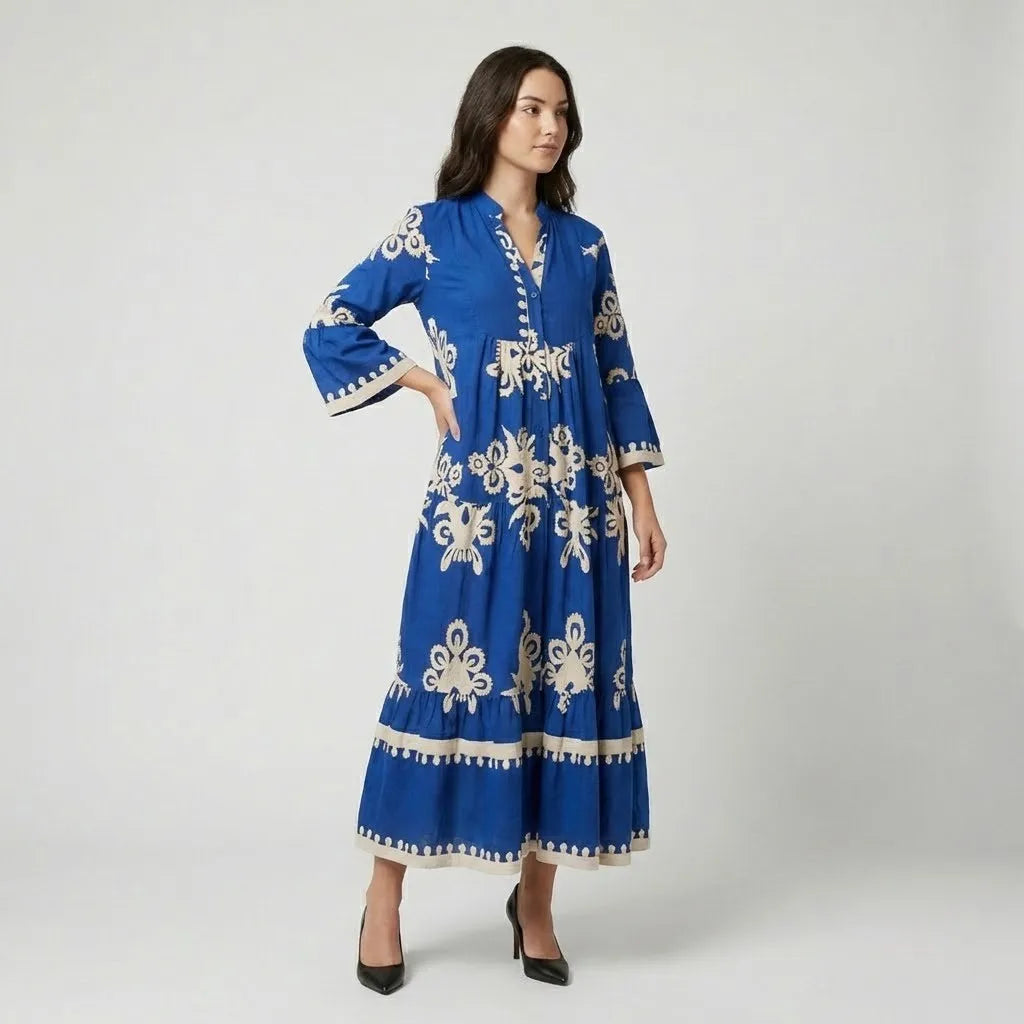 Vestido Midi Fluido | Estampado Boho | Viscose