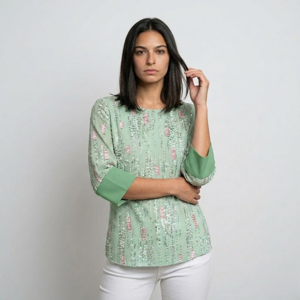 Blusa Fluida Estampada com Mangas Amplas e Conforto Leve