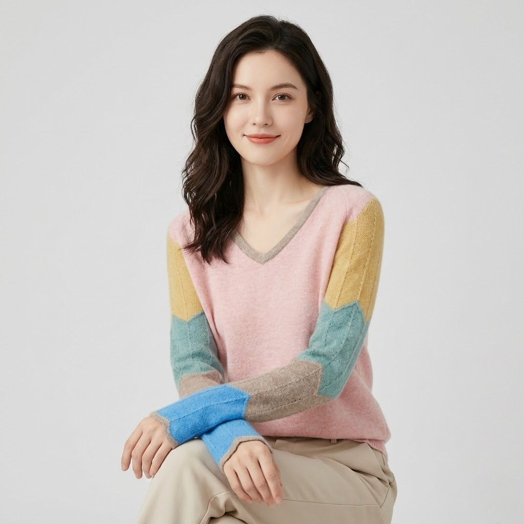 Camisola em malha suave | Corte descontraído | Padrão geométrico multicolor