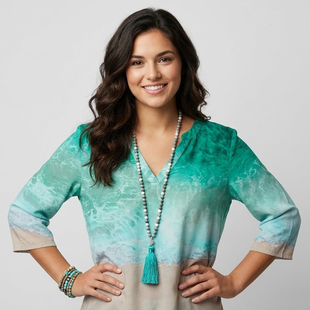 Blusa fluida com efeito degradé | Corte solto | Estilo boémio elegante