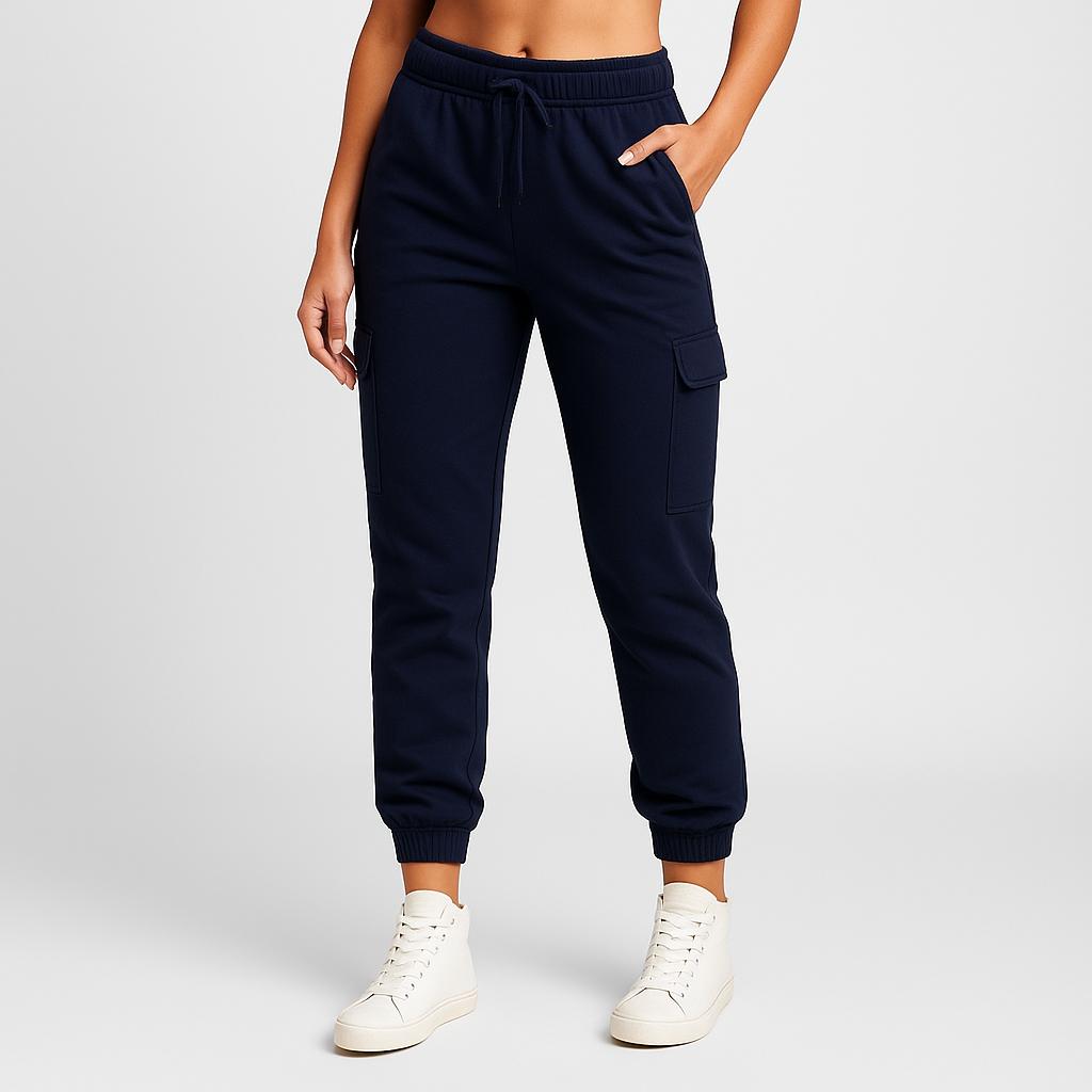 Calças cargo femininas com cintura alta