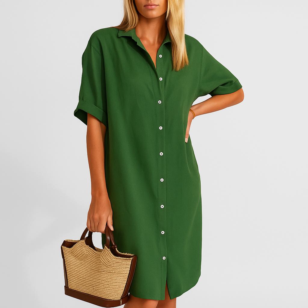 Vestido camiseiro curto com botões frontais