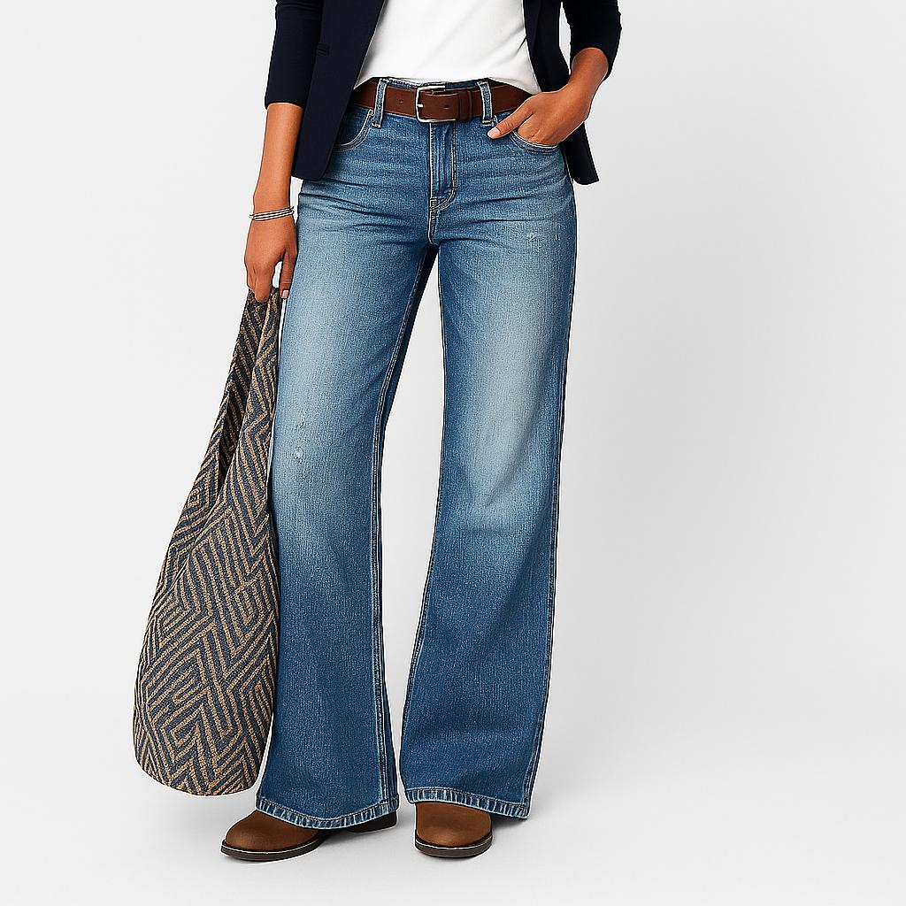 Calças de ganga femininas de perna reta