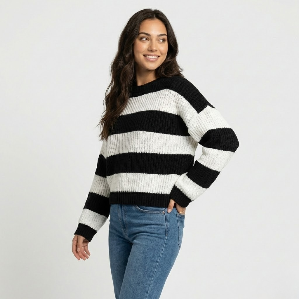 Camisola de malha canelada | Corte solto | Estilo casual moderno