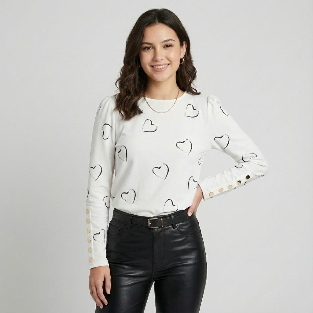 Blusa elegante estampada em tecido fluido | Corte feminino | Detalhes delicados