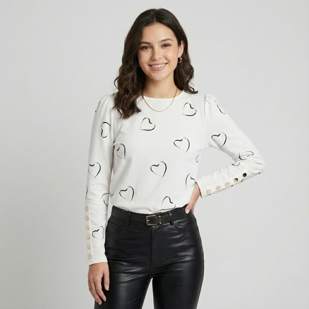 Blusa elegante estampada em tecido fluido | Corte feminino | Detalhes delicados