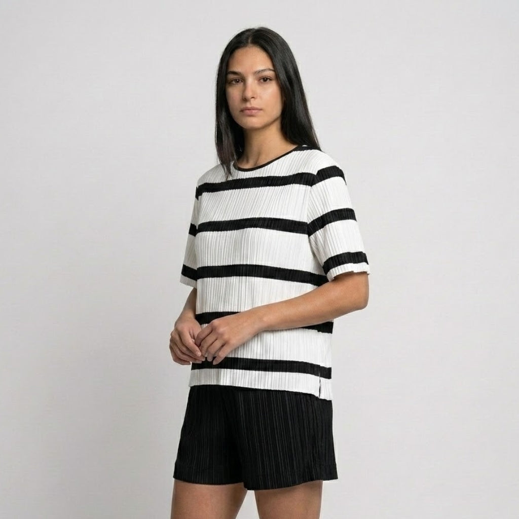 Conjunto Leve com Blusa Solta e Calções Estampados para Dias Ativos