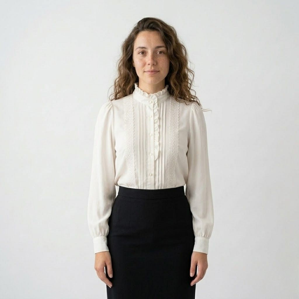 Blusa Elegante com Gola Alta e Detalhe Frontal Estruturado