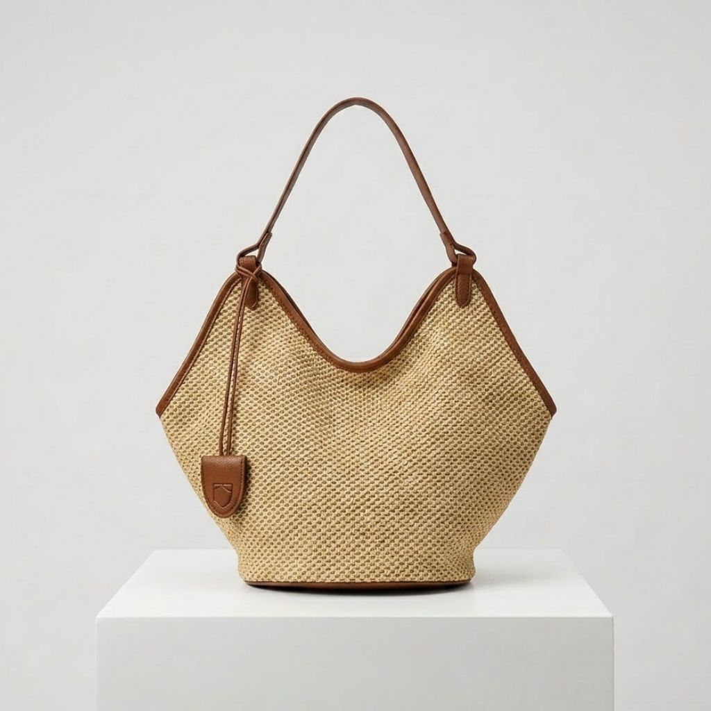 Mala Tote em Trama Aberta com Alças Longas e Estilo Natural