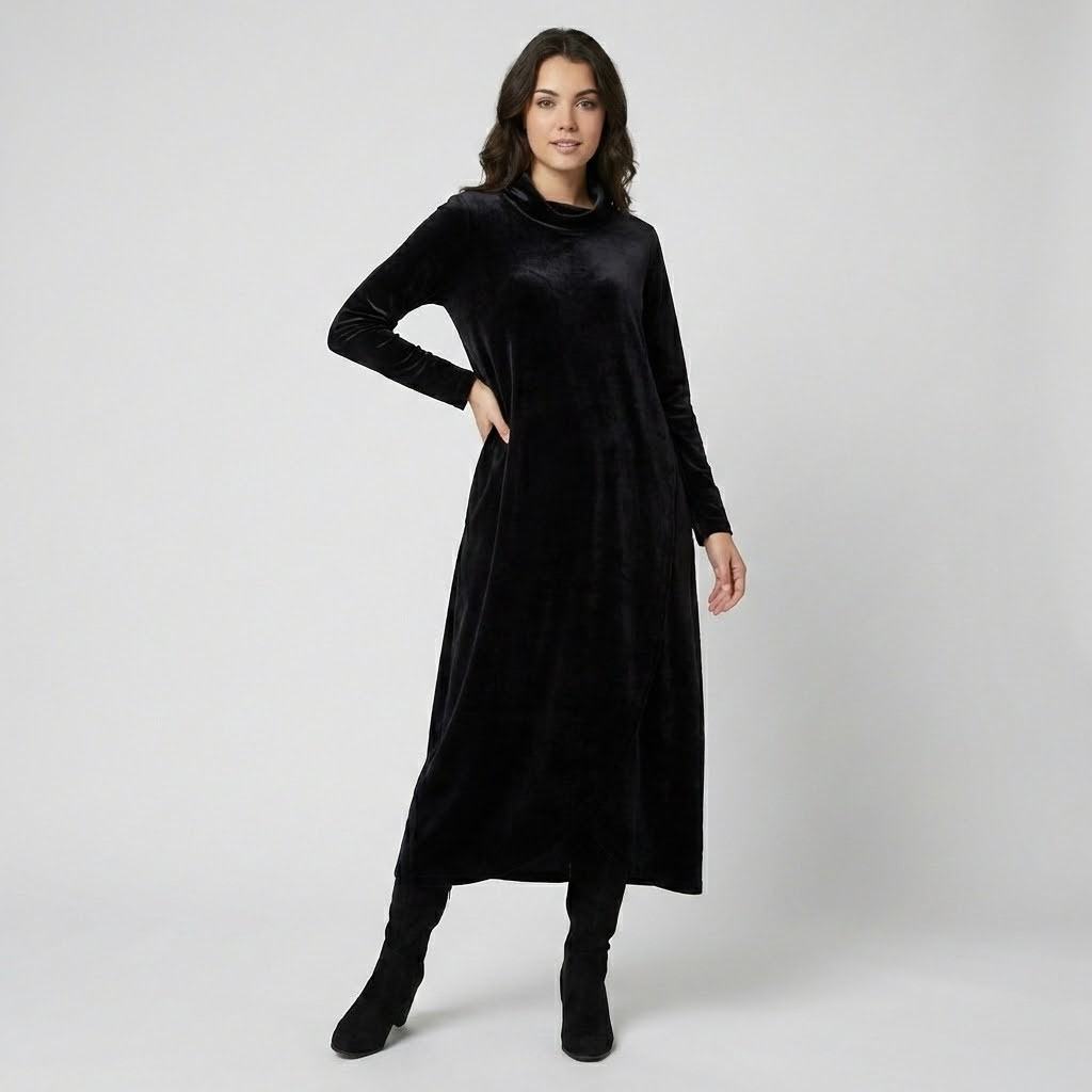 Vestido amplo em veludo suave | Corte solto | Conforto elegante para o dia-a-dia