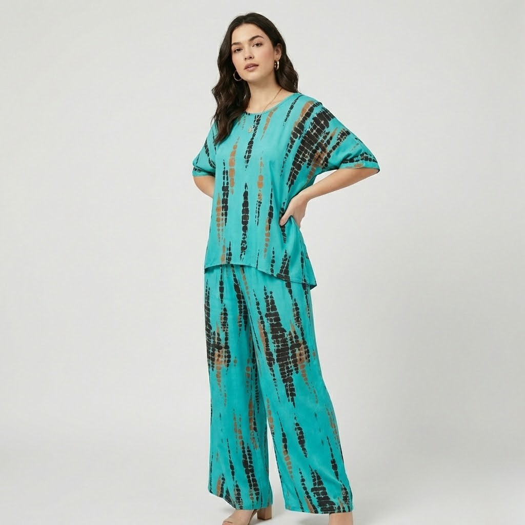 Conjunto fluido com estampado gráfico | Corte solto | Conforto elegante