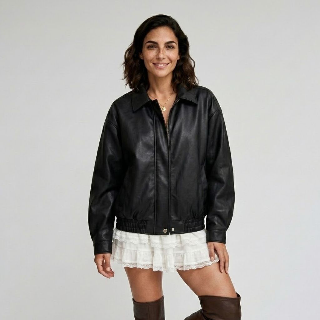 Casaco Oversized com Fecho Frontal para Look Urbano Descontraído