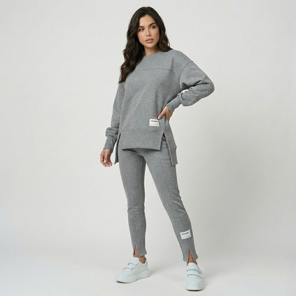 Conjunto casual em malha estruturada | Corte confortável | Estilo urbano