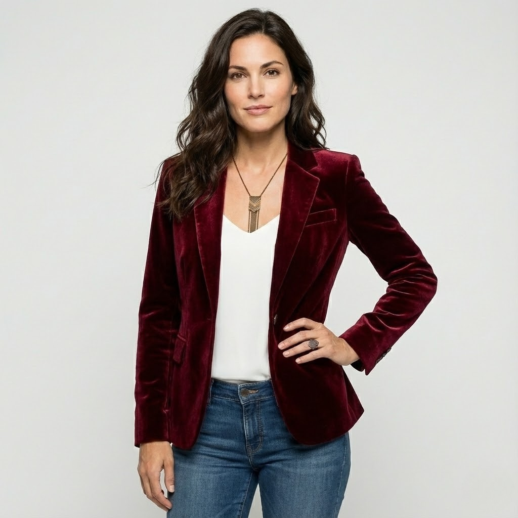 Blazer elegante em mistura de viscose | Corte estruturado | Estilo clássico contemporâneo