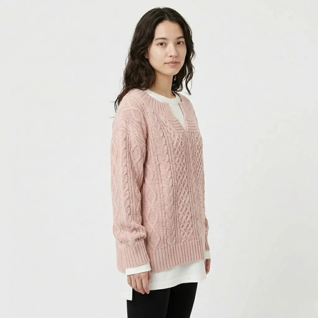 Conjunto oversized em malha entrançada | Corte amplo | Estilo casual contemporâneo