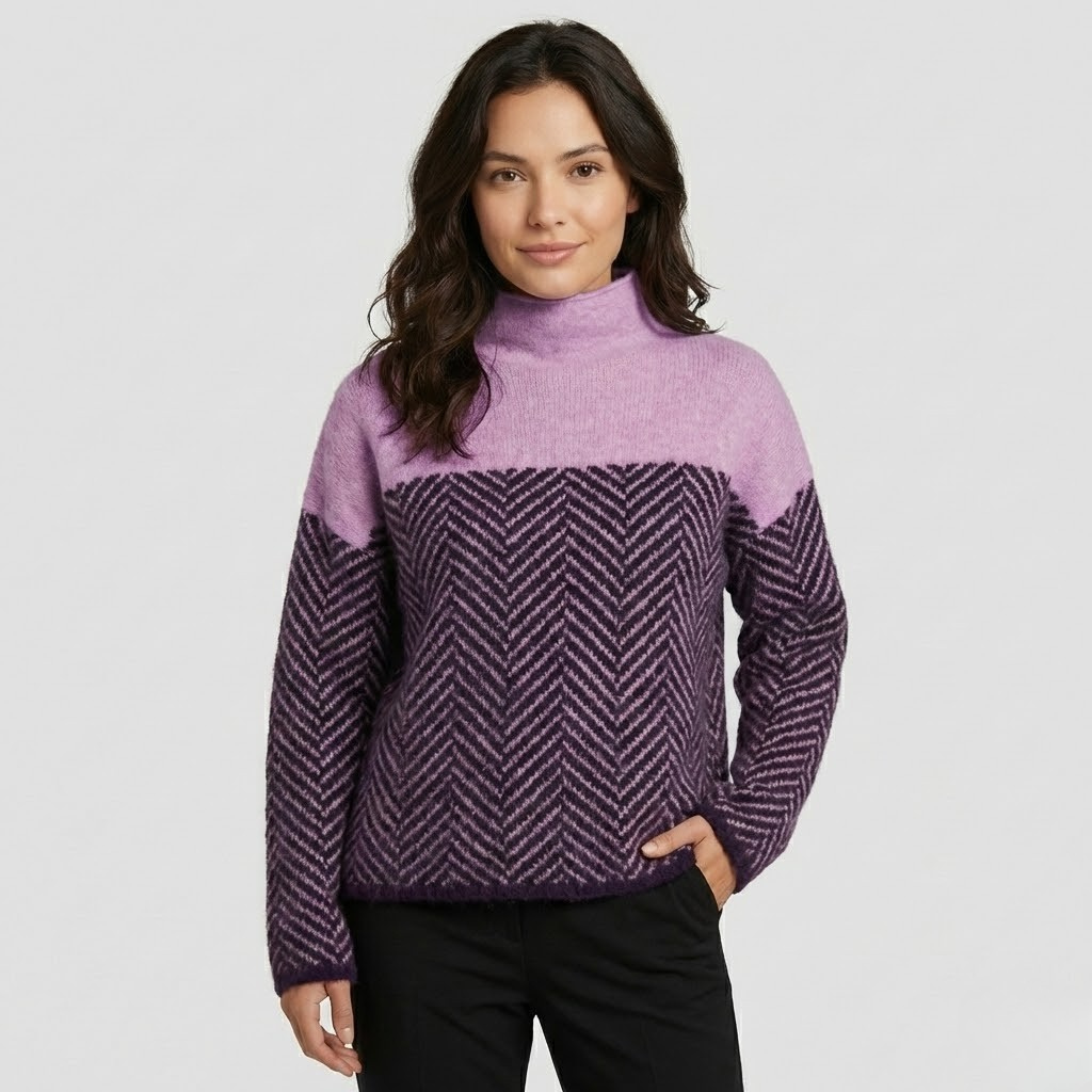 Camisola em mistura de lã suave | Corte solto | Padrão gráfico elegante