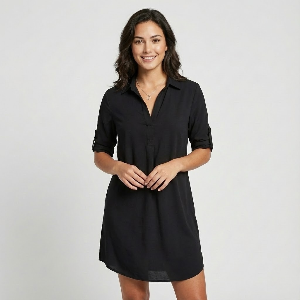 Vestido tipo blusa em tecido fluido | Corte solto | Elegância descontraída