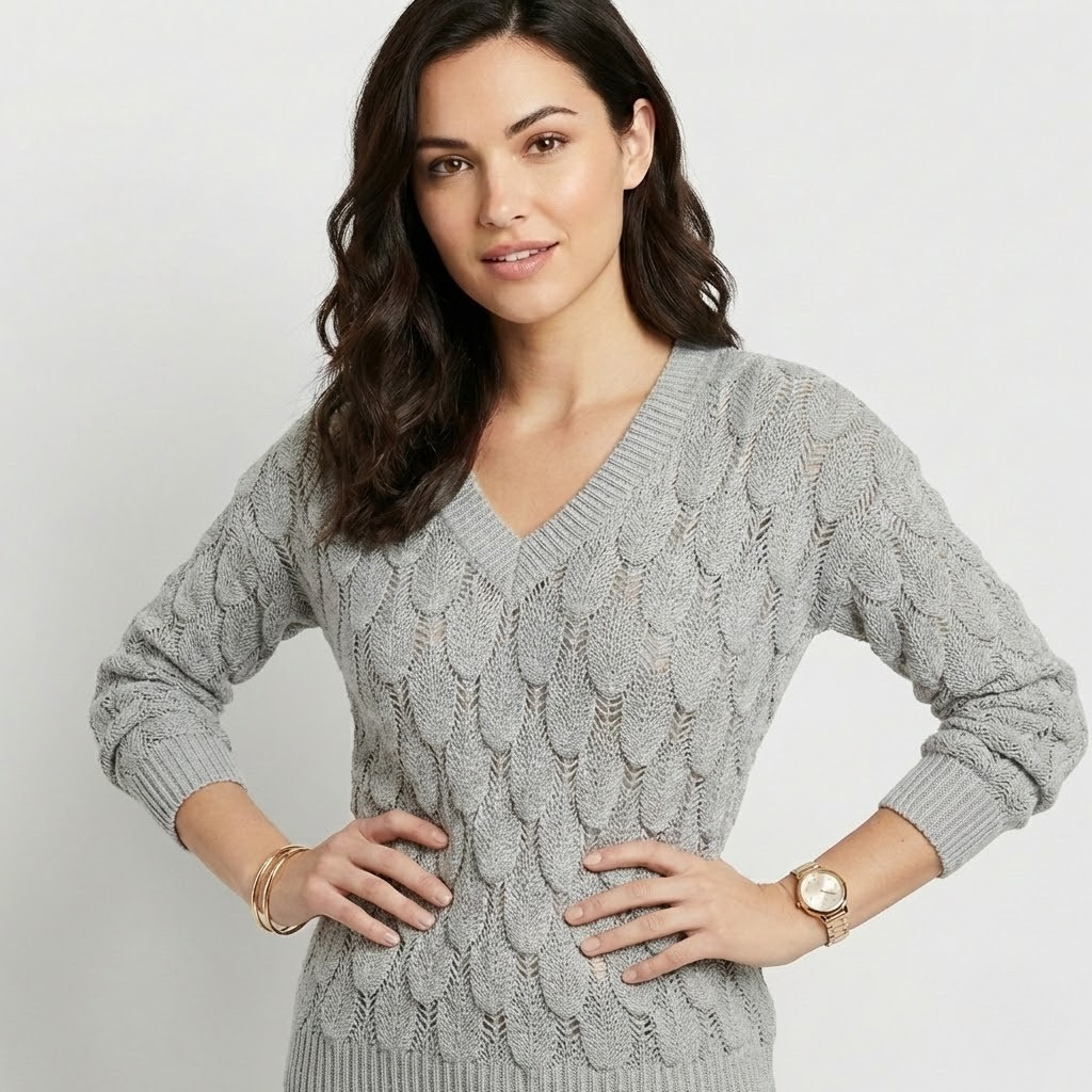 Camisola de malha trabalhada em algodão e lã | Corte solto | Elegância casual contemporânea