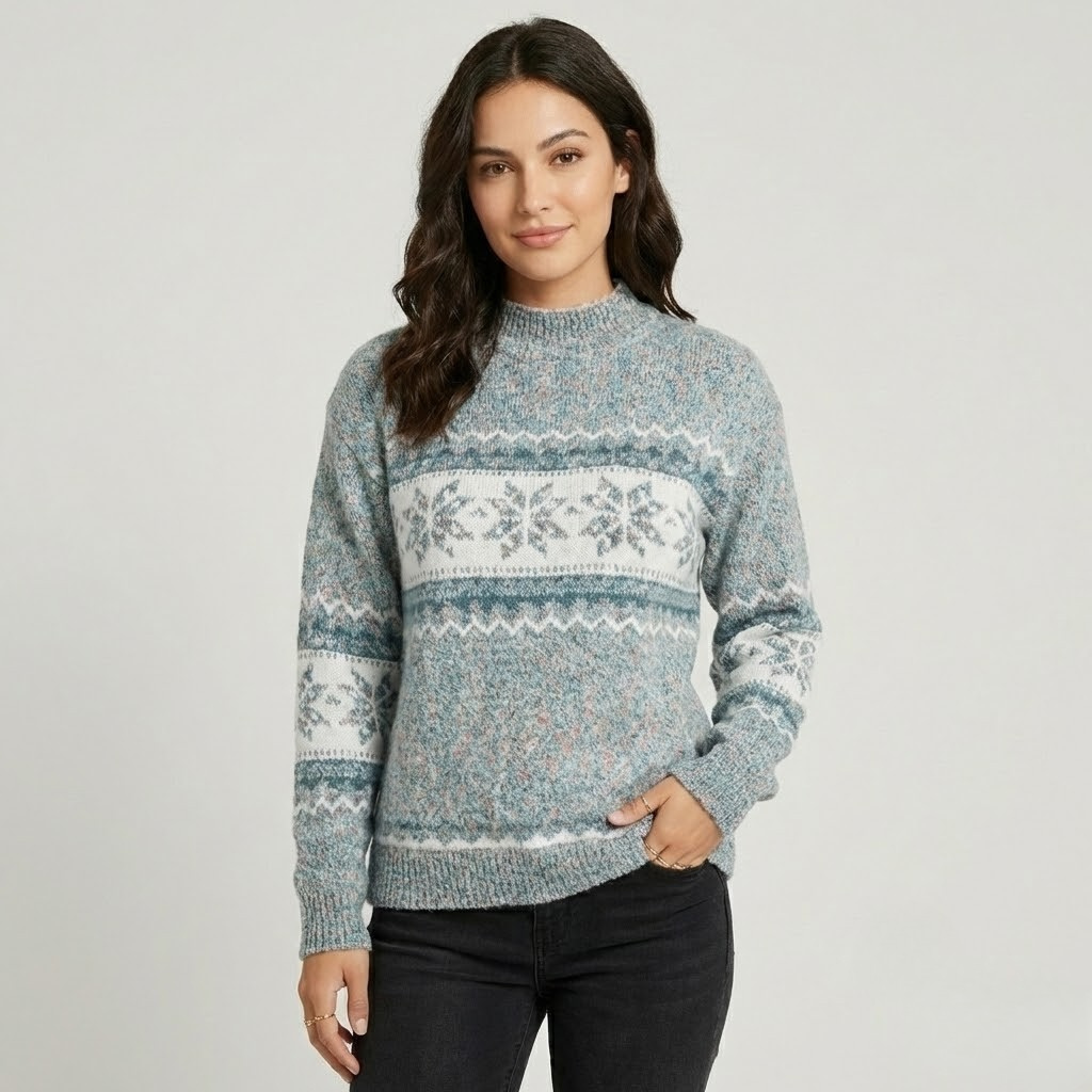 Camisola de malha em mistura de lã | Corte confortável | Padrão nórdico delicado