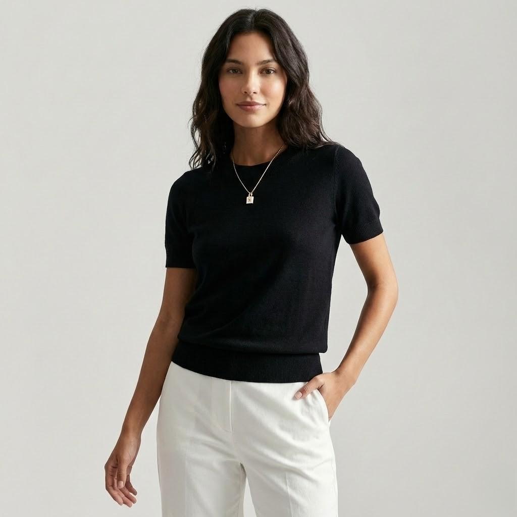 Camisola de malha fina com toque suave | Corte direito | Essencial minimalista