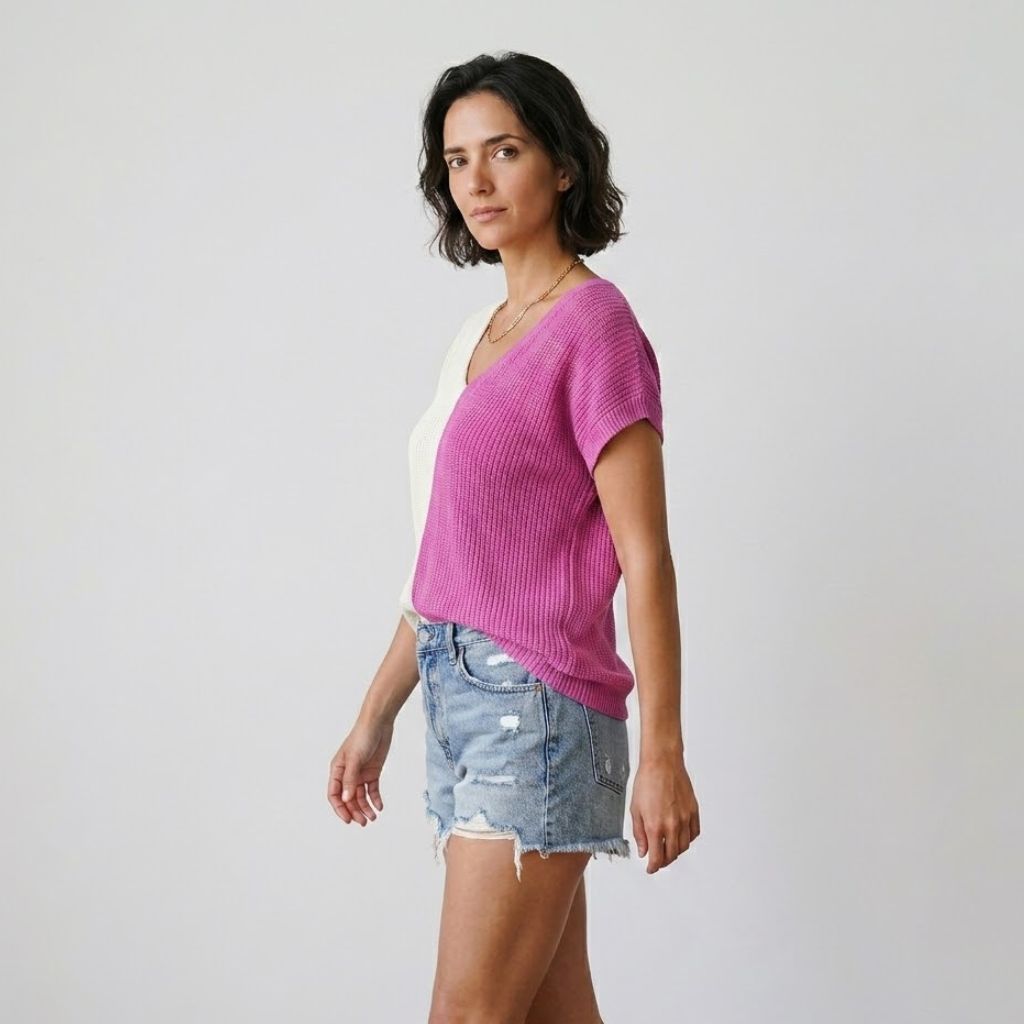 Camisola Fluída com Decote em V e Corte Leve para Dias de Verão