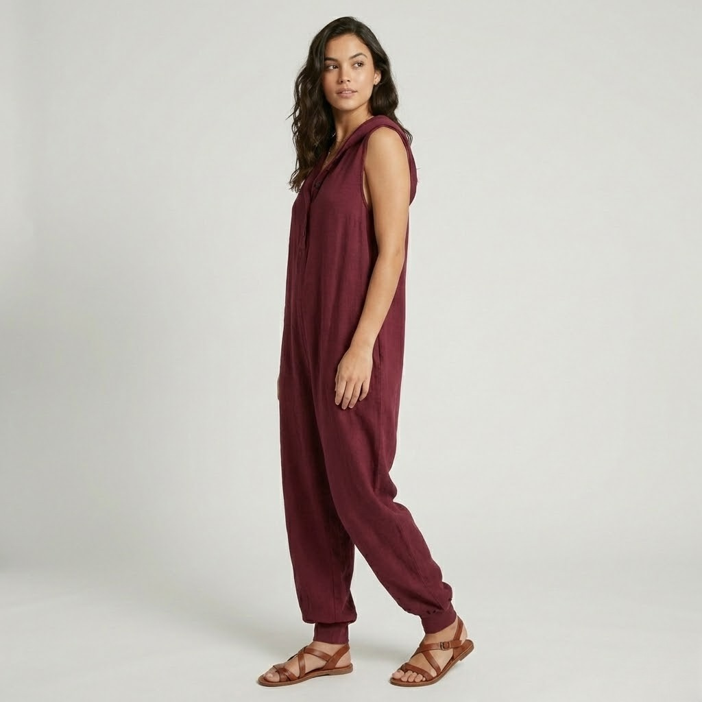 Macacão fluido de verão em tecido natural | Corte solto | Conforto descontraído