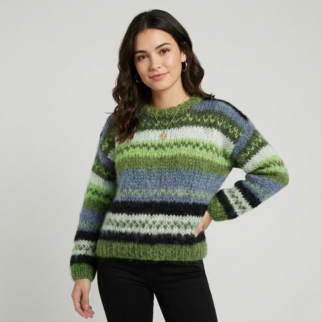 Camisola de malha às riscas em fio suave | Corte confortável | Estilo acolhedor