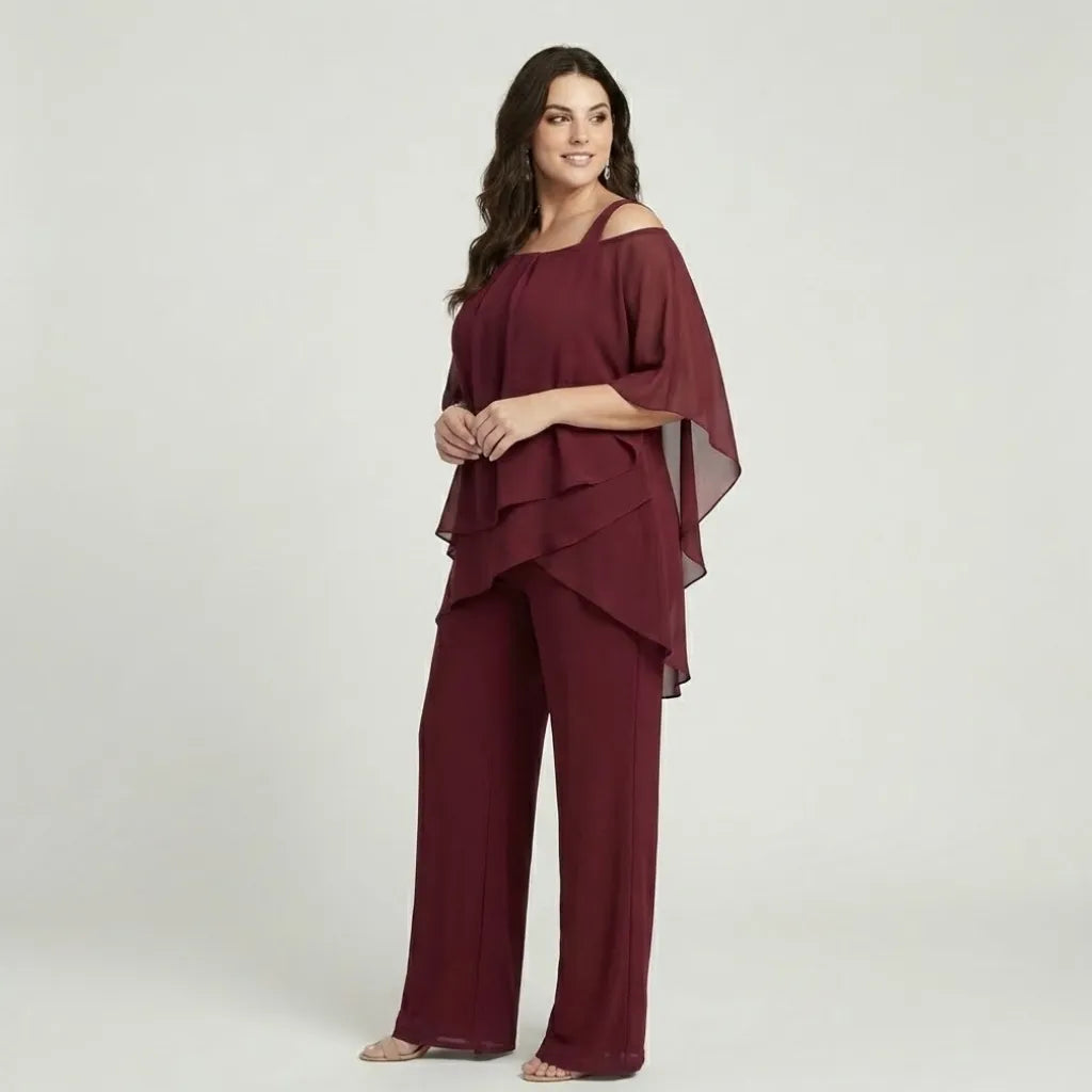 Conjunto fluido com sobreposição leve | Corte elegante | Sofisticação contemporânea